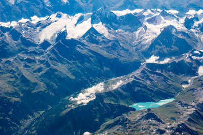 Aerial view of snowcapped mountains