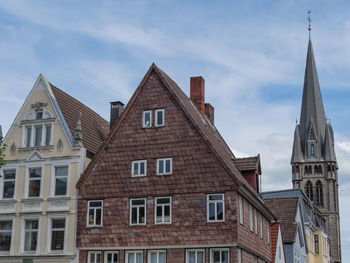 Low angle view of buildings against sky