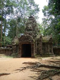 Old temple against building