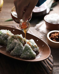 Close-up of food in plate on table