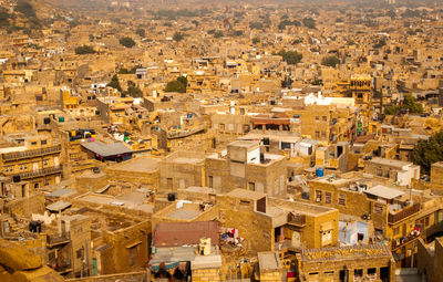 High angle view of buildings in town