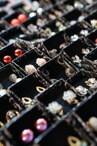 High angle view of market stall