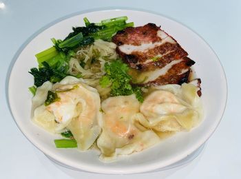 High angle view of meal served in plate