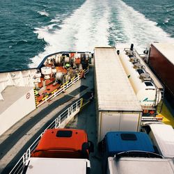 High angle view of ship in sea