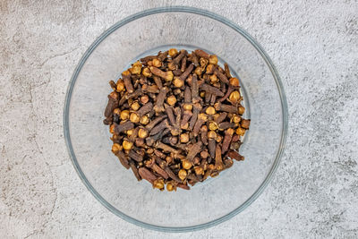 Cloves spice in clear small bowl