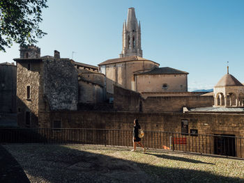 Exterior of historic building against clear sky