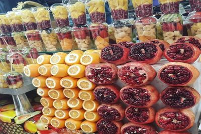 Various fruits for sale at market stall