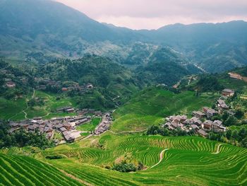 Longji rice terraces against sky