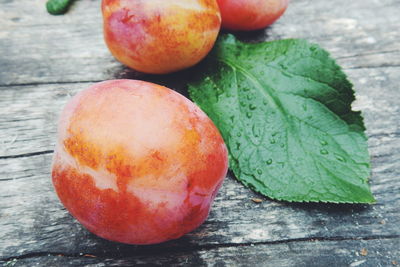 Close-up of fresh plums