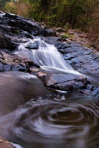 View of waterfall in forest