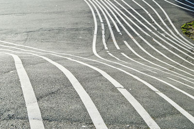 High angle view of zebra crossing on road