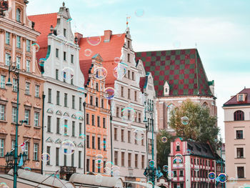 Low angle view of buildings against sky