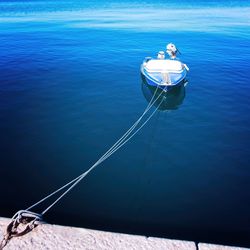 High angle view of sailboat in sea