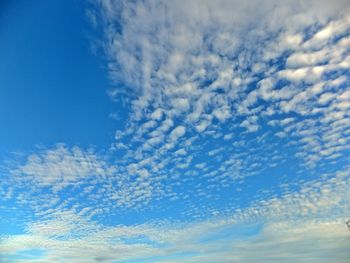 Low angle view of clouds in blue sky