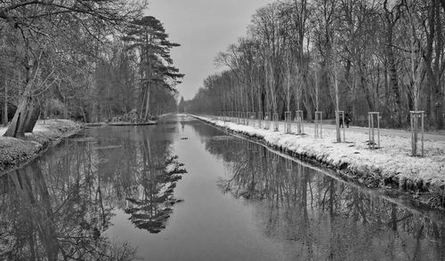 Scenic view of lake against sky during winter