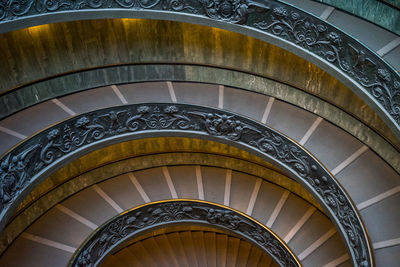 High angle view of spiral staircase in building