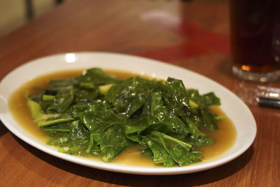 Close-up of vegetable meal served on table