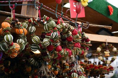 Close-up of decorations for sale at market stall