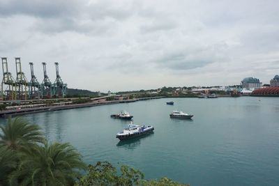 Boats sailing in river