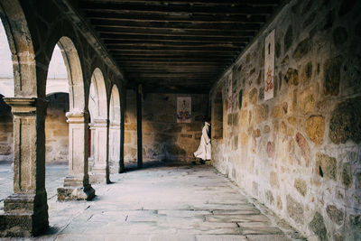 Narrow corridor along walls