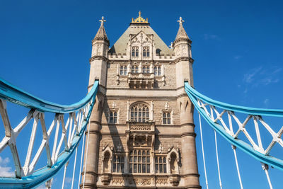 Low angle view of historical building against blue sky