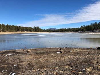 Scenic view of lake against sky