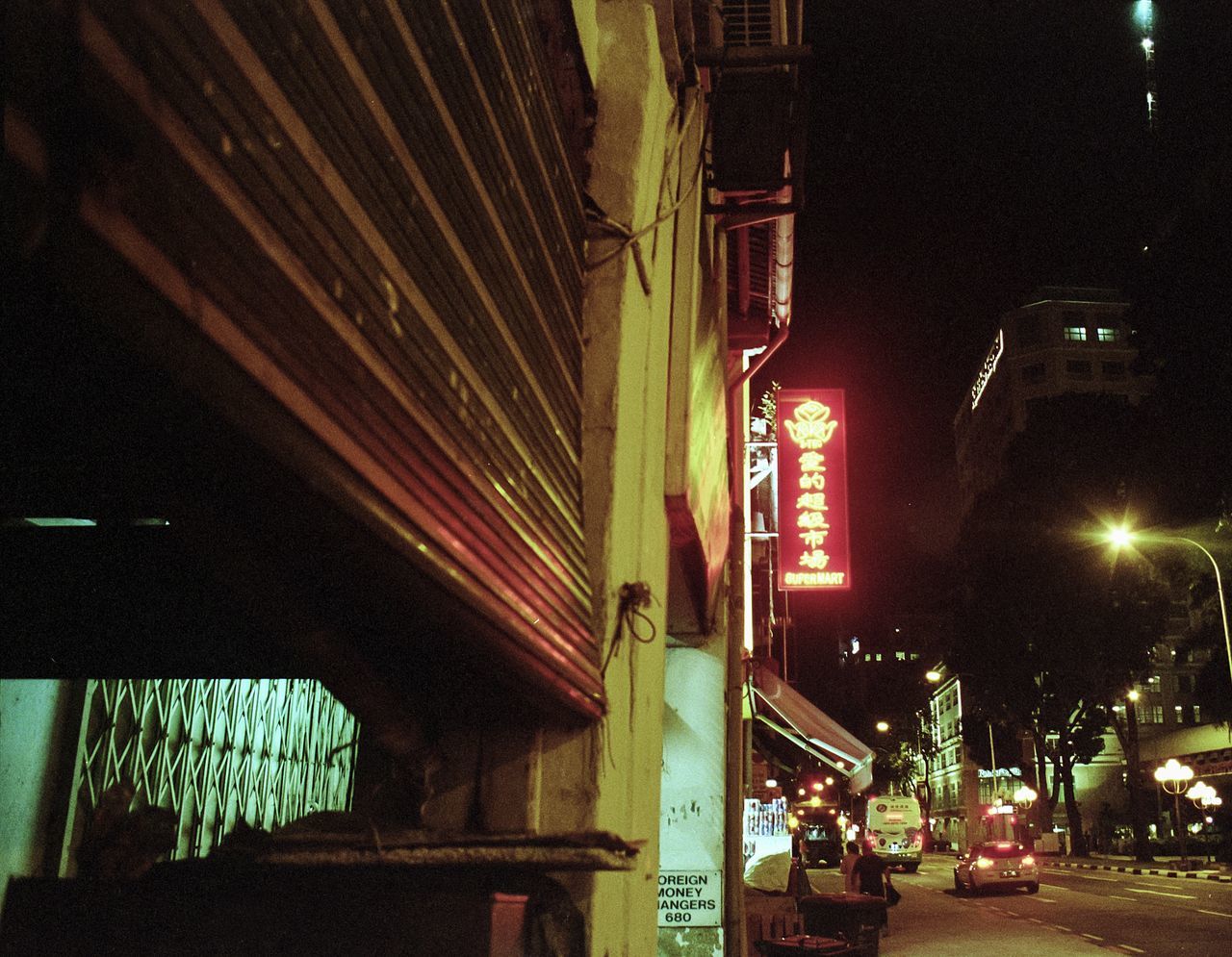 illuminated, night, building exterior, architecture, built structure, street light, street, city, outdoors, no people, sky