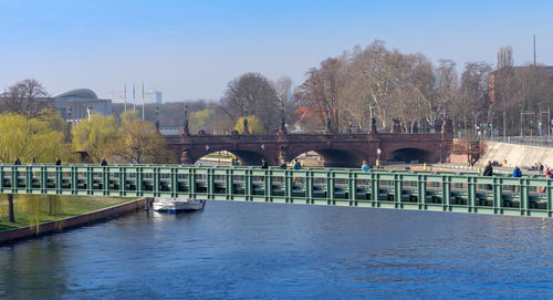 Bridge over river against sky