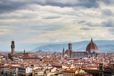 Panoramic florence cityscape against cloudy sky