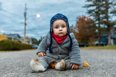 Portrait of cute girl in winter