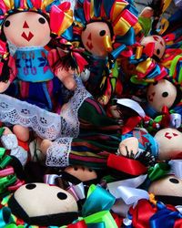 Close-up of toys for sale in market