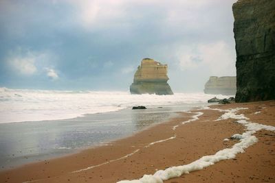 Scenic view of beach against sky