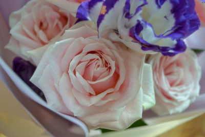 High angle view of rose bouquet