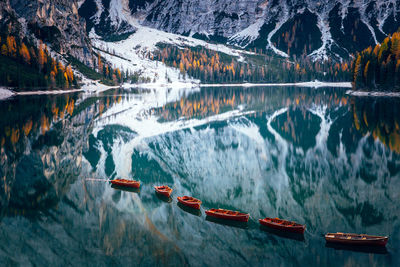 Scenic view of lake against mountain range