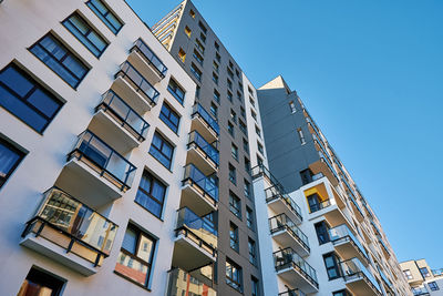 Modern residential building in warsaw, poland. city architecture