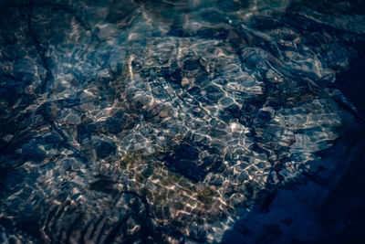 High angle view of rocks seen through water