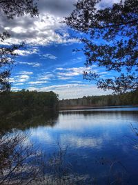 Scenic view of lake against sky