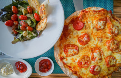 Close-up of pizza on table
