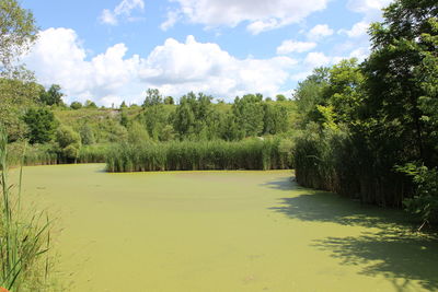 Scenic view of lake against sky