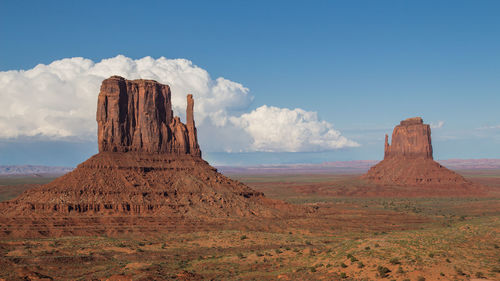 Rock formations on landscape against sky