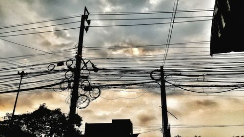 Low angle view of electricity pylon