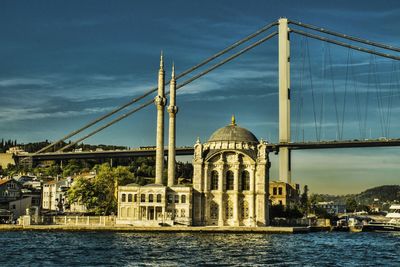 Ortakoy mosque next to bosphorus bridge