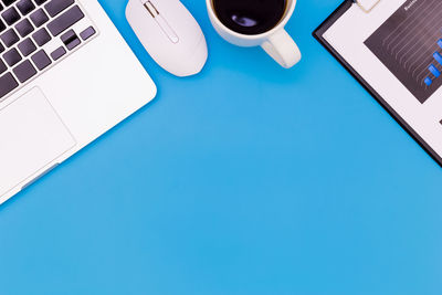 High angle view of laptop on table