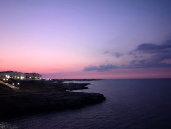 Scenic view of sea against sky at sunset