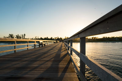 Bridge over river against clear sky