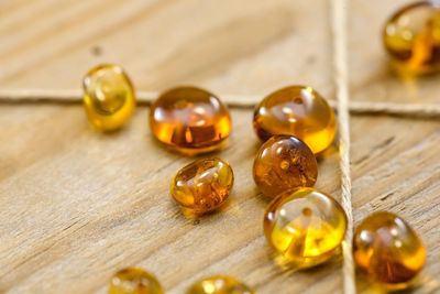 High angle view of eggs on table