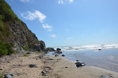Scenic view of beach against sky