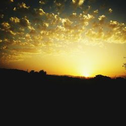 Silhouette landscape at sunset