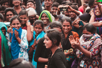 Group of people at market