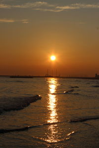 Scenic view of sea against sky during sunset